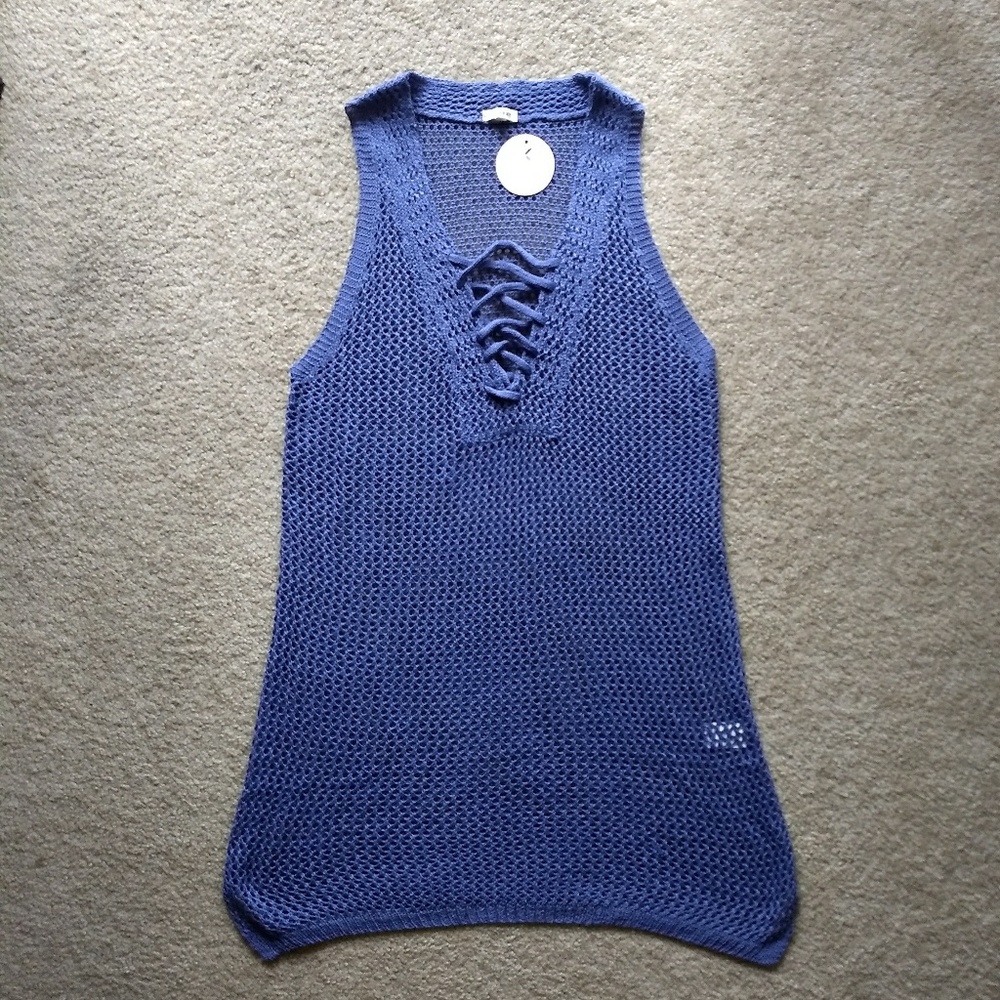 Blue Mesh Beach Cover-up